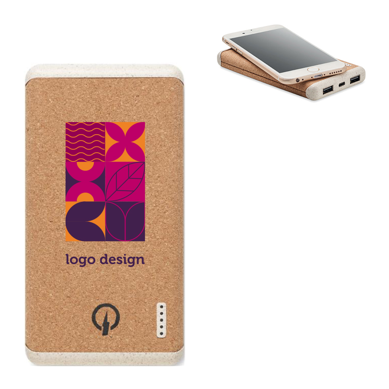 Powerbank en liège et paille de seigle
