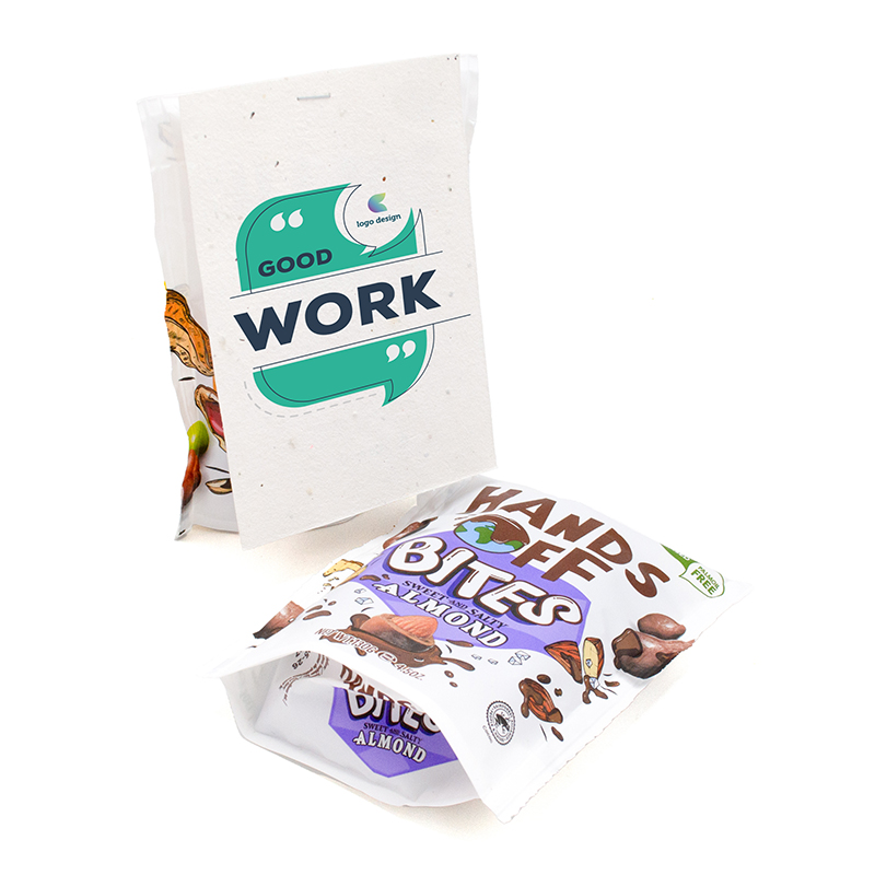 Hands Off bites avec carte en papier ensemencé