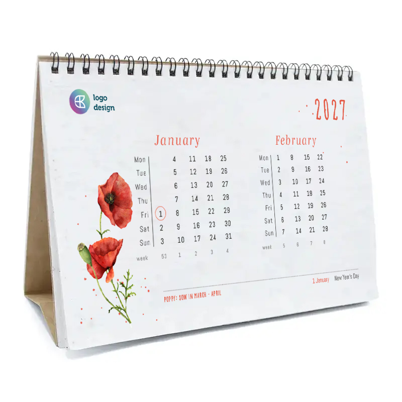 Calendrier de bureau en papier à planter