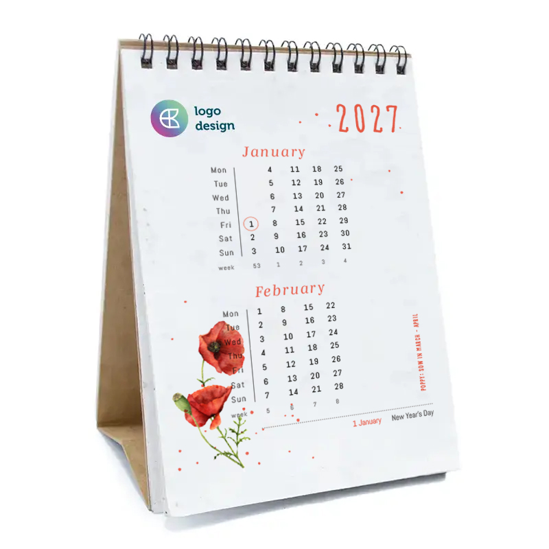 Calendrier en papier ensemencé A6