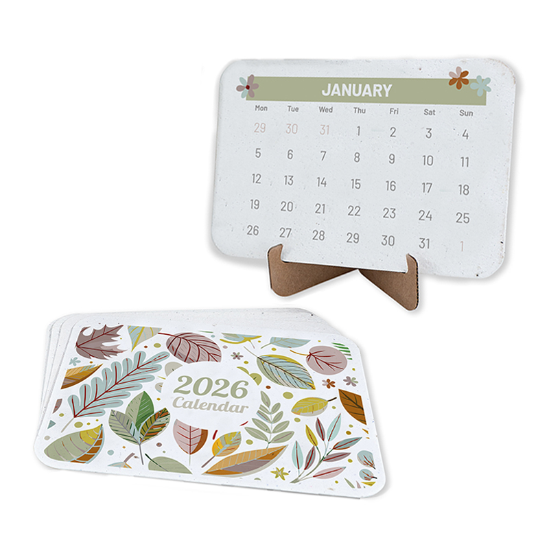 Calendrier en papier ensemencé sur socle