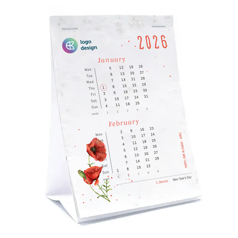 Calendrier à feuilles détachables en papier ensemencé