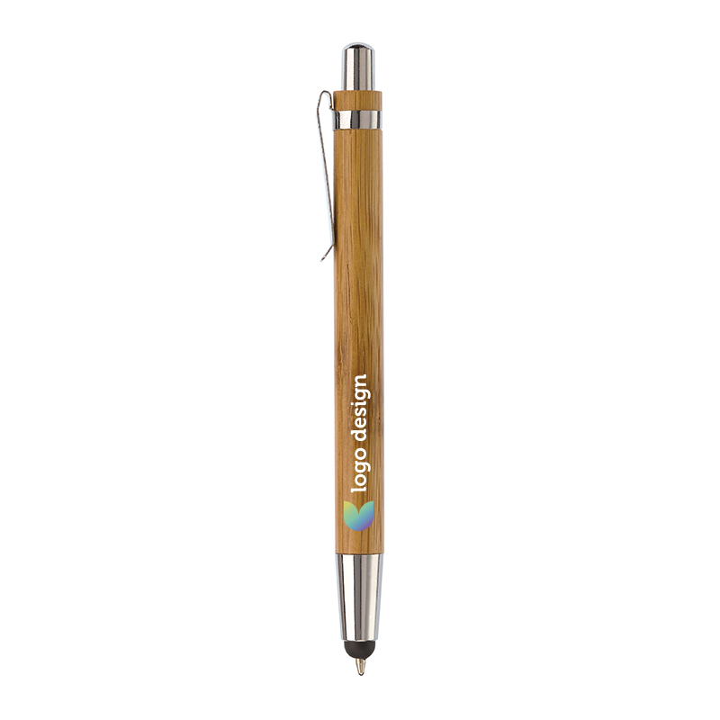 Stylo à bille en bambou avec stylet