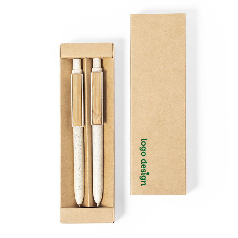 Ensemble de stylos en paille de blé