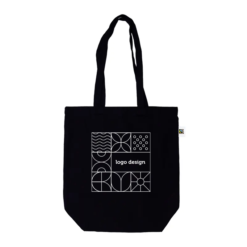 Sac de courses Fairtrade en toile noire - image 3