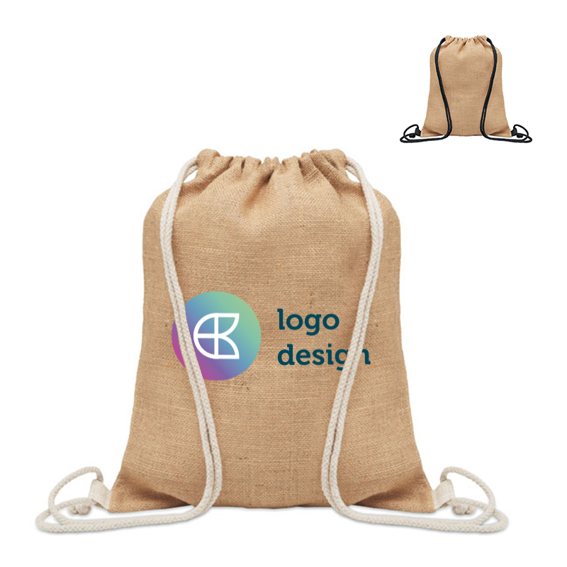Sac à dos en jute avec cordon