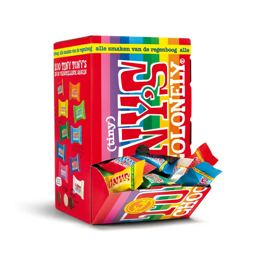 Mini chocolats Tiny Tony's en boîte de 100 pièces