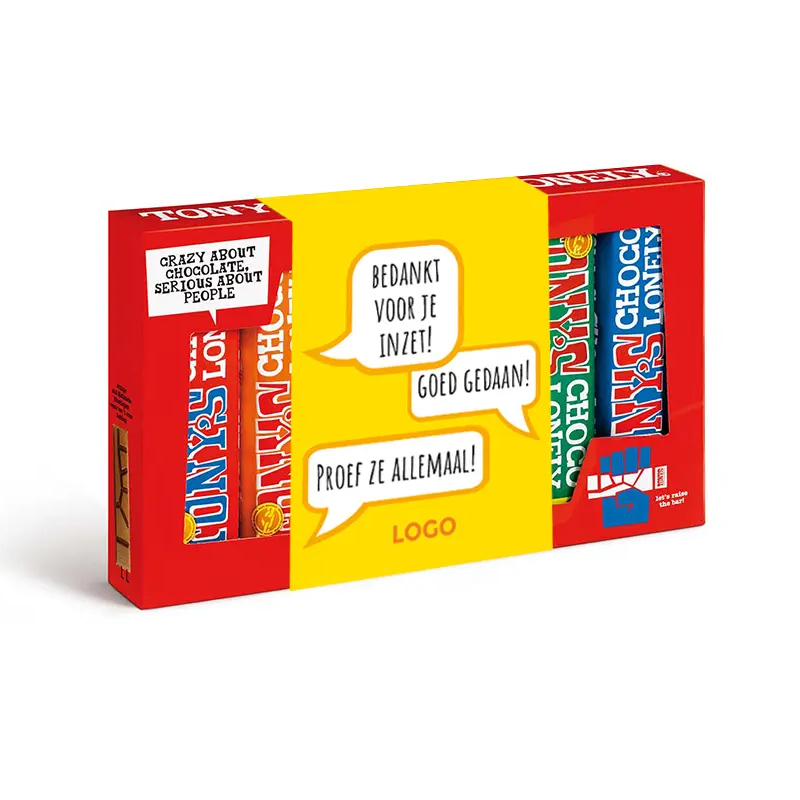 Coffret dégustation Tony's Chocolonely avec 6 saveurs