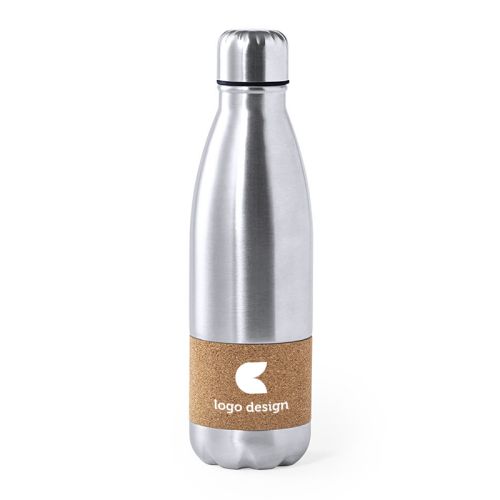Bouteille en inox avec bouchon en liège - image 1