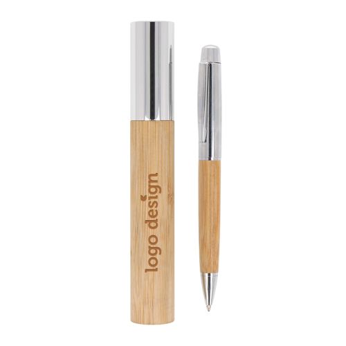 Stylo en bambou dans un étui - image 1