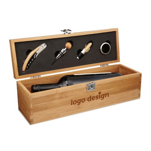 Coffret en bambou avec set à vin - image 1