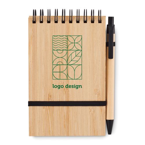 Carnet A6 en bambou avec stylo - image 1