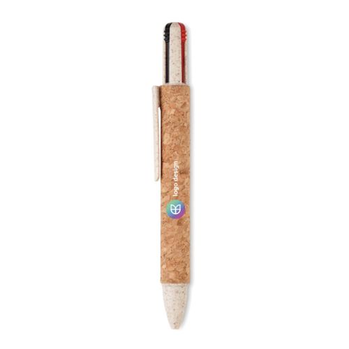 Stylo à bille 4 couleurs en liège - image 1