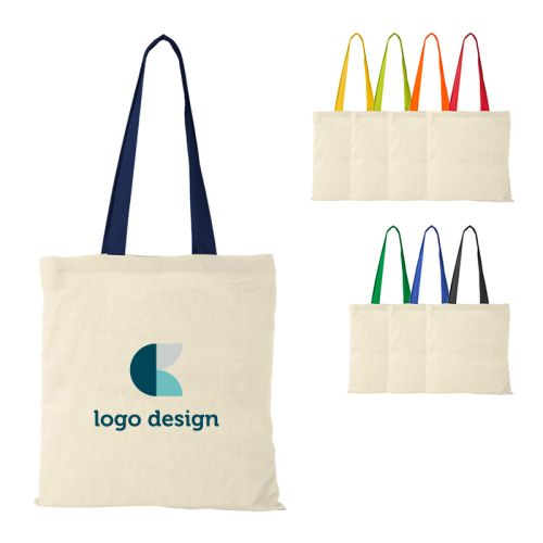 Sac en coton avec anses colorées - image 1